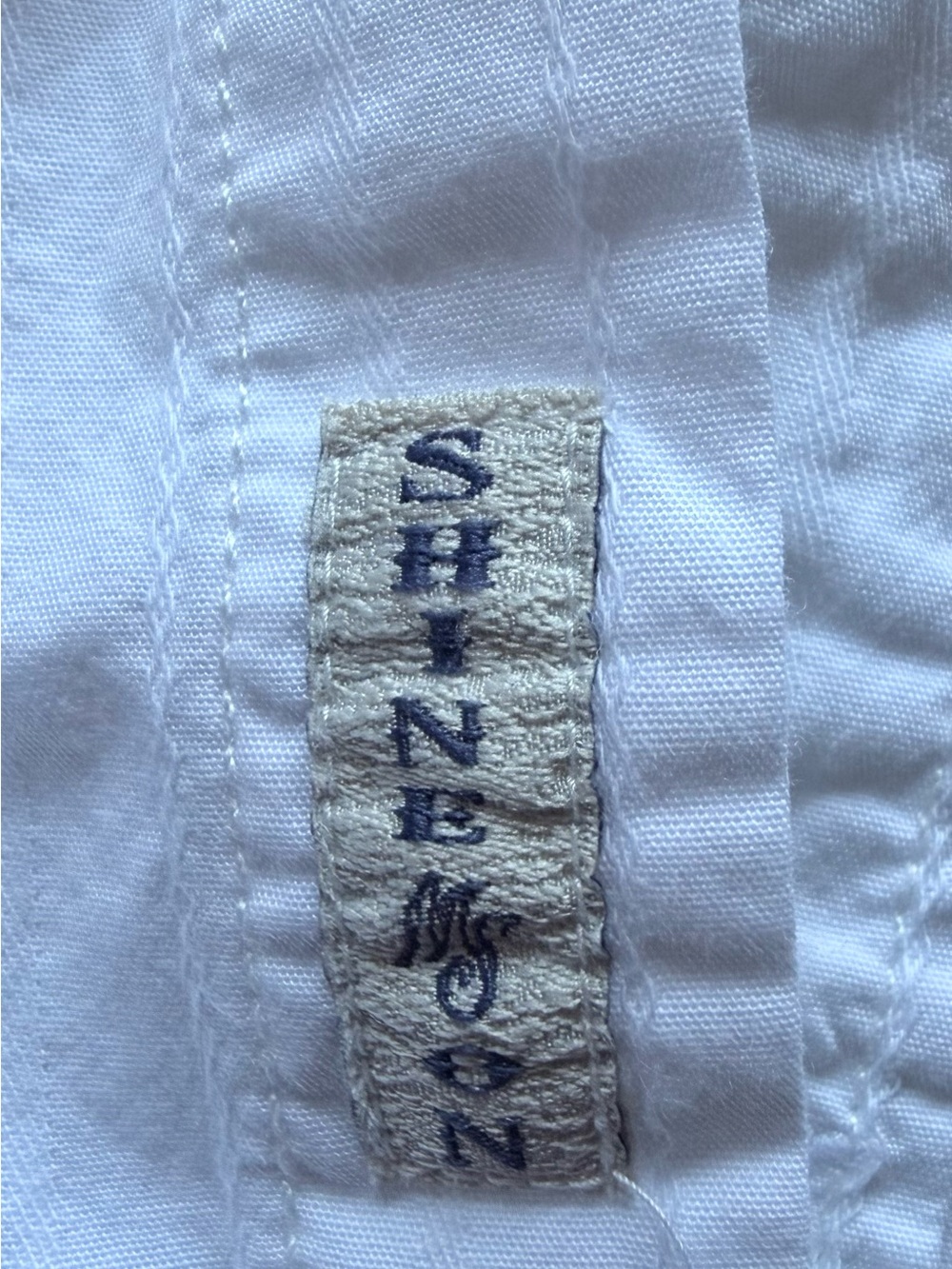 Men's White Long-Sleeve Dress Shirt with Shoulder Accent #0081 - Picture 5 of 6